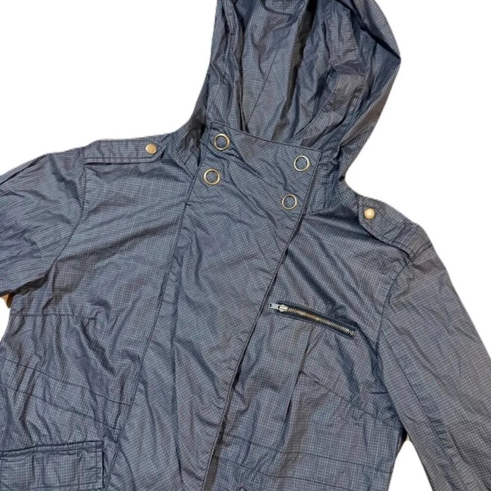 Free People Charcoal Gray Utility Jacket Windbreaker Rain Coat Hooded XSmall - Picture 2 of 4